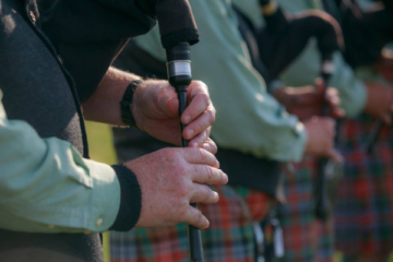 Scottish Festival and Highland Games Bagpipers Close Up