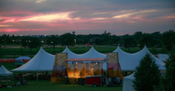 Scottish Festival and Highland Games Band Performance at Sunset